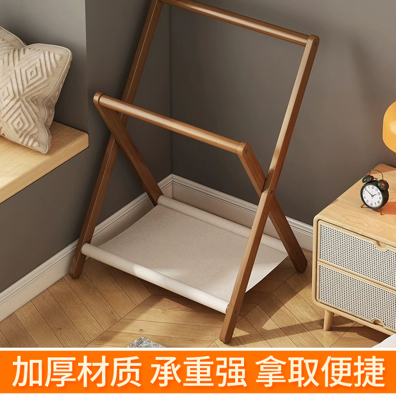 床头衣帽架落地折叠小实木卧室