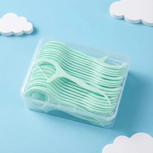 薄荷味双线牙线家庭装式一次性口腔清洁牙签剔牙随身携带独立包装