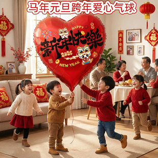 马年元 饰品家用 旦跨年爱心气球学校幼儿园场景氛围布置摆件新年装