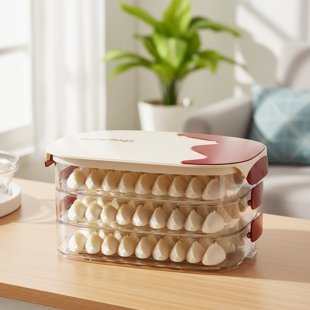 家用饺子盒冰箱透明多层存储盒子