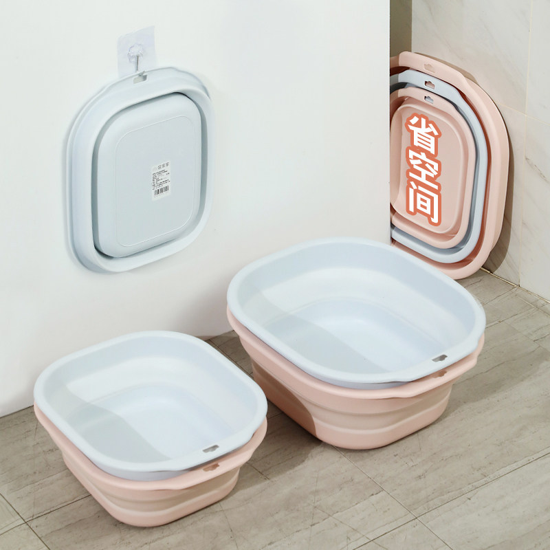 脸盆可折叠家用大号塑料水盆加厚长方形新生儿洗屁屁盆便携旅行盆