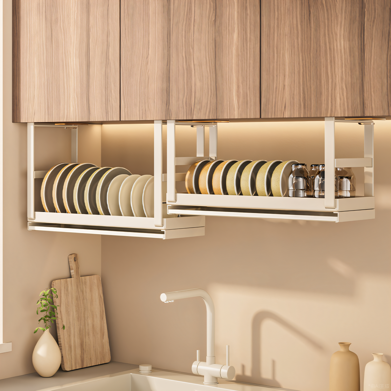 厨房悬挂碗架橱柜下碗碟置物架