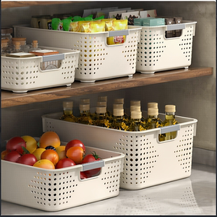 杂物收纳筐家用塑料置物篮厨房零食橱柜储物箱宿舍衣柜衣服整理fh