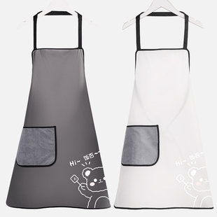 防水围裙家用厨房餐饮专用做饭透明网红印字背带围腰男女防油烘焙