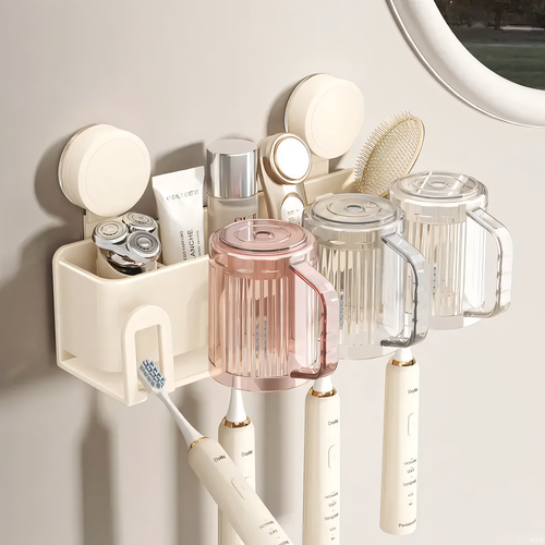 吸盘牙刷置物架免打孔漱口杯