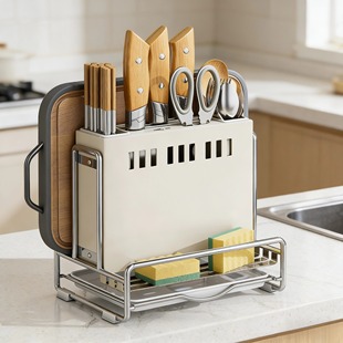 厨房可壁挂刀架置物架筷子收纳盒放菜板锅盖多功能刀具一体放置架