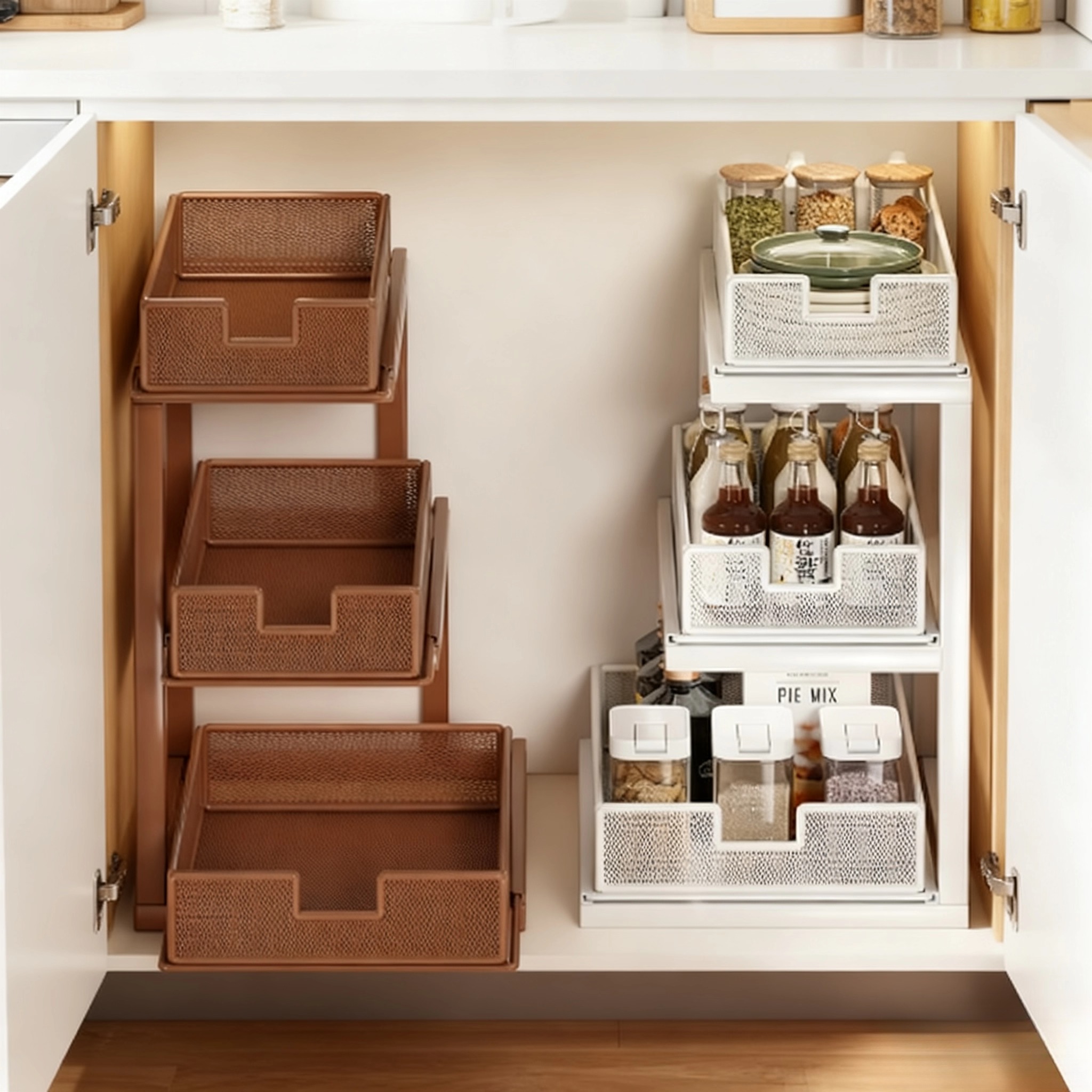 厨房抽拉式置物架橱柜内抽屉拉篮