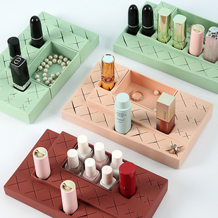 居家家 化妆品笔刷创意盒 口红收纳盒ins少女心多格展示架子桌面装