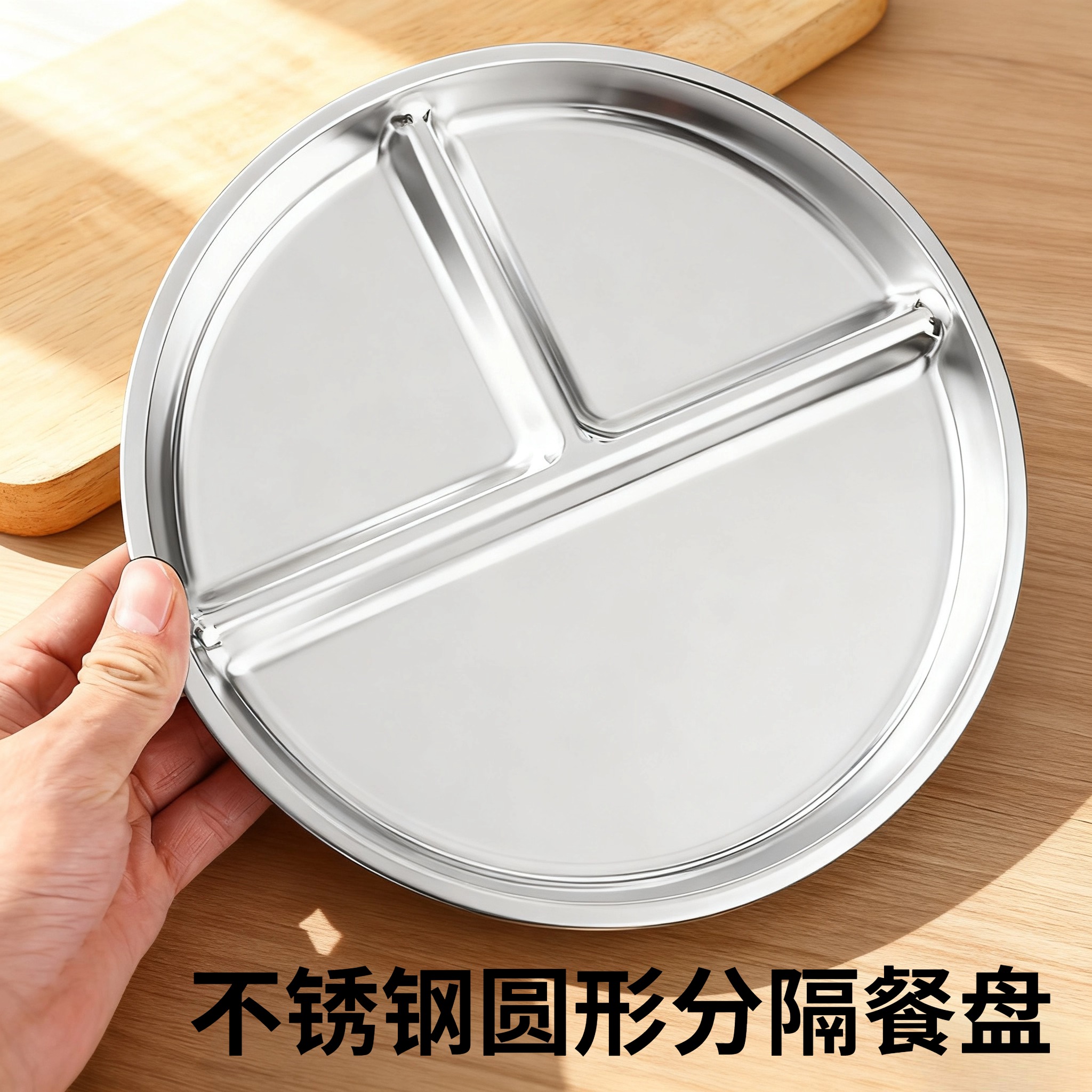 减脂餐盘不锈钢分格定量控食减肥健身三格专用一人食减肥餐盘家用