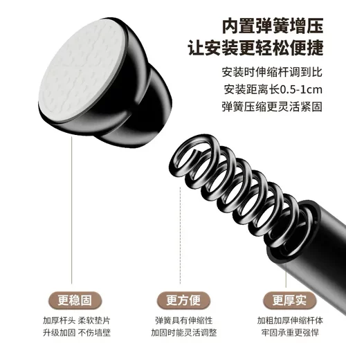 免打孔伸缩杆内置弹簧不锈钢晾衣杆浴室门帘杆家用窗帘杆衣柜撑杆