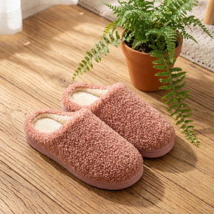 家用情侣地板拖男 室内防滑居家毛拖鞋 毛绒棉拖鞋 女冬厚底保暖拖鞋