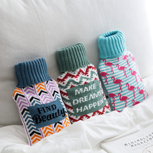 居家家 850ML注水暖手袋保暖防烫套 热水袋针织保护套暖手宝布套