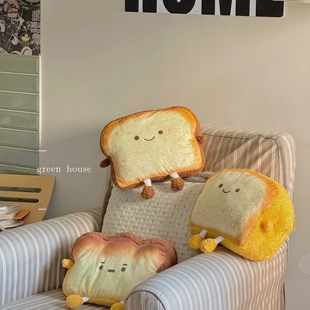 green 黄油吐司表情面包可拆洗插手毛绒充电热水袋暖手宝 house