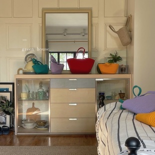 复古手提包遛弯包棉绳编织篮 韩国ins法式 green house