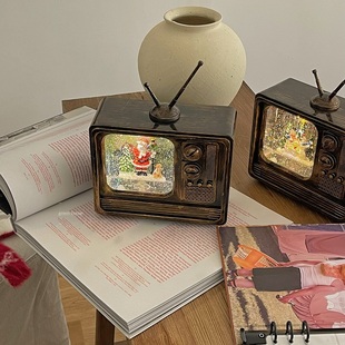 饰雪人飘雪音乐氛围灯小电视机 出口外贸仿古圣诞装 green house