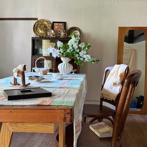 green house * 法式复古碎花拼布桌布野餐布背景布