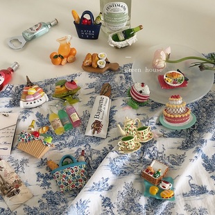 green 韩国ins野餐系列下午茶立体磁铁冰箱贴 house