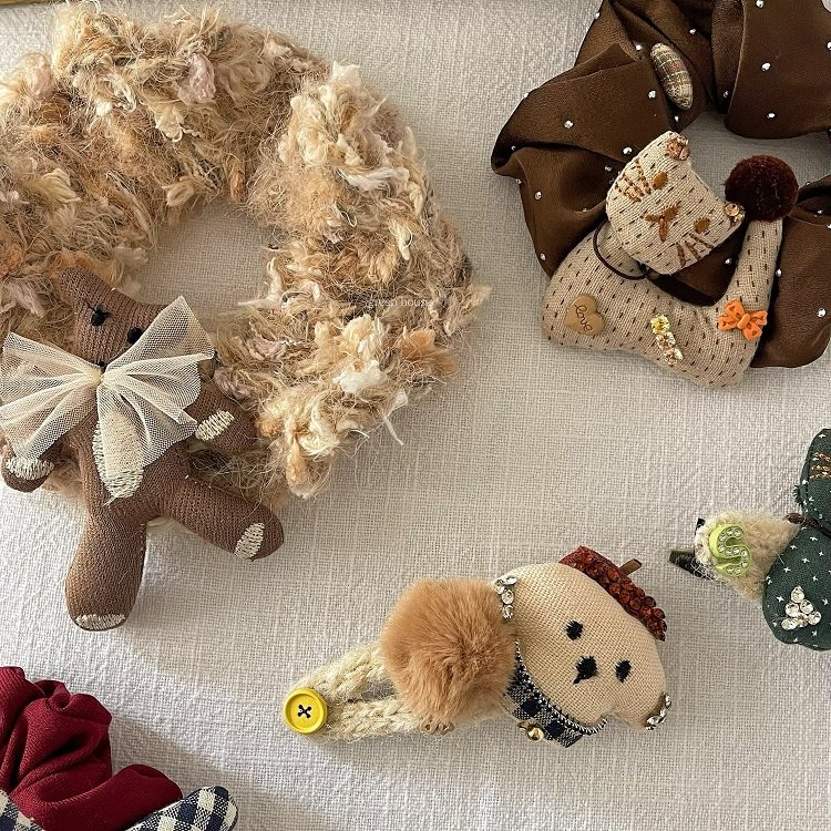 green house * 小狗猫咪熊手工编织毛线丝绒拼布刺绣发圈发夹
