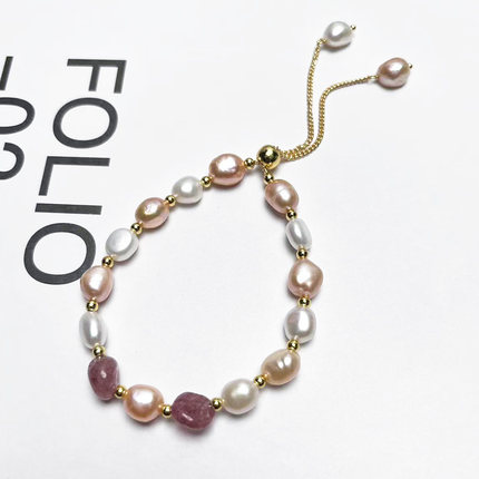 【巴洛克】6-7mm天然珍珠手链异形不规则无核珍珠手网红2025新款