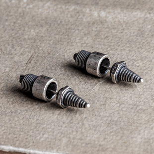 火花塞纯银耳钉男潮气质夸张个性蒸汽朋克耳饰2020年新款潮男单只