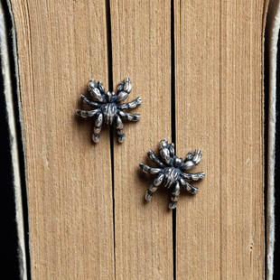 个性蜘蛛男士耳钉女纯银酷帅朋克潮人设计感小众网红耳饰单只潮男