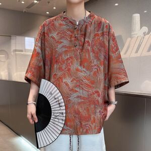 香云纱轻薄新中式水墨山水T恤男风古装唐装宽松大码 DT62 P45图片