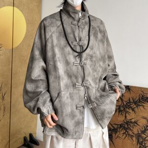 风男装新中式做旧港风大码夹克盘扣上衣外套 JK156 P85图片