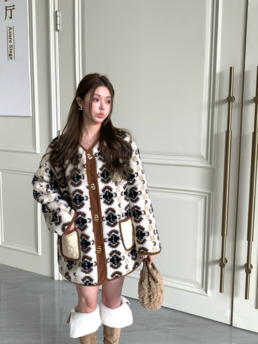 THEA买手店Aimme  sparrow24秋冬新款费尔岛两面穿格纹拼接外套女