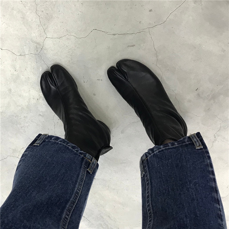 同款分趾靴2024复古暗黑粗跟