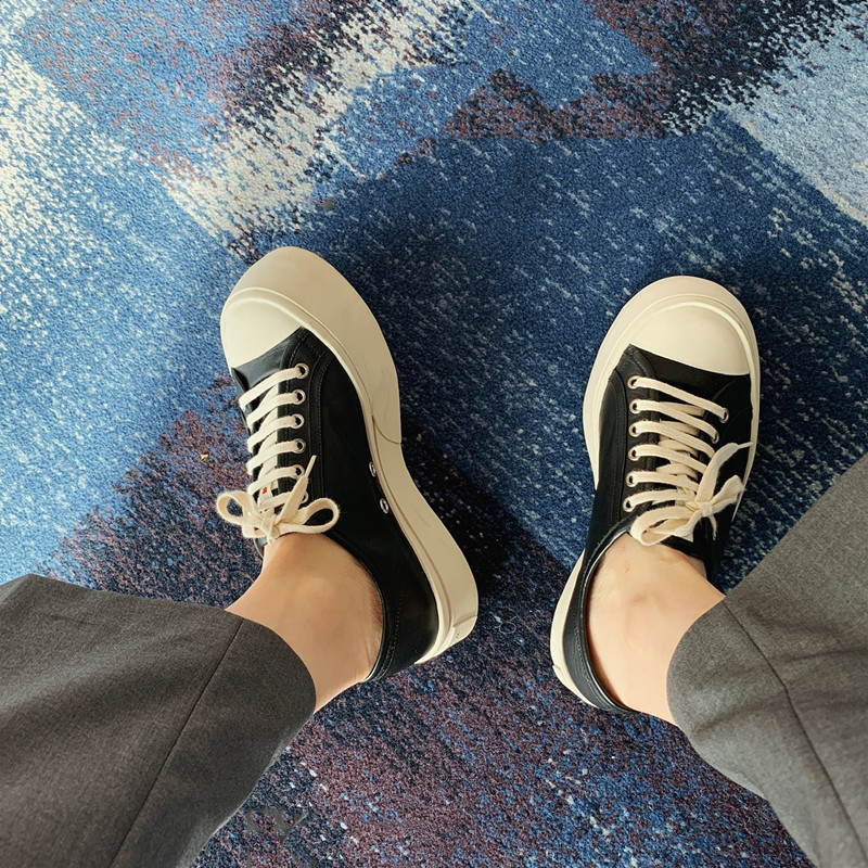 mona同款胖胖鞋2022新款系带圆头厚底增高休闲板鞋韩版百搭松糕鞋