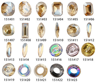 151#【国奥】指甲饰品奥钻异形钻日系美甲钻 金色魅影香槟圆圈1颗