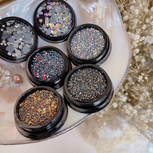 国奥网红日系美甲饰品金属饰品异形钻圆钻玻璃钻方钻琥珀石头混合