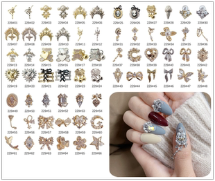 2022网红款 美甲指甲金属饰品月亮珍珠钻熊铃铛美甲店用229 日式