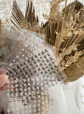 2023网红日式美甲贴纸蝴蝶结丝带贴片指甲贴kitt猫粉色蓝色