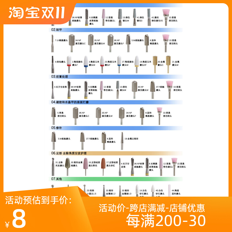 热卖日式美甲店用打磨机用钨钢陶瓷卸甲打磨头卸钻磨头去死皮
