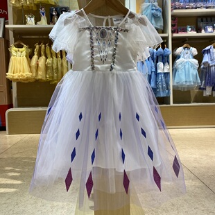 夏季爆款来啦 迪家的新品爱莎公主白袍短袖连衣裙 薄的飘逸