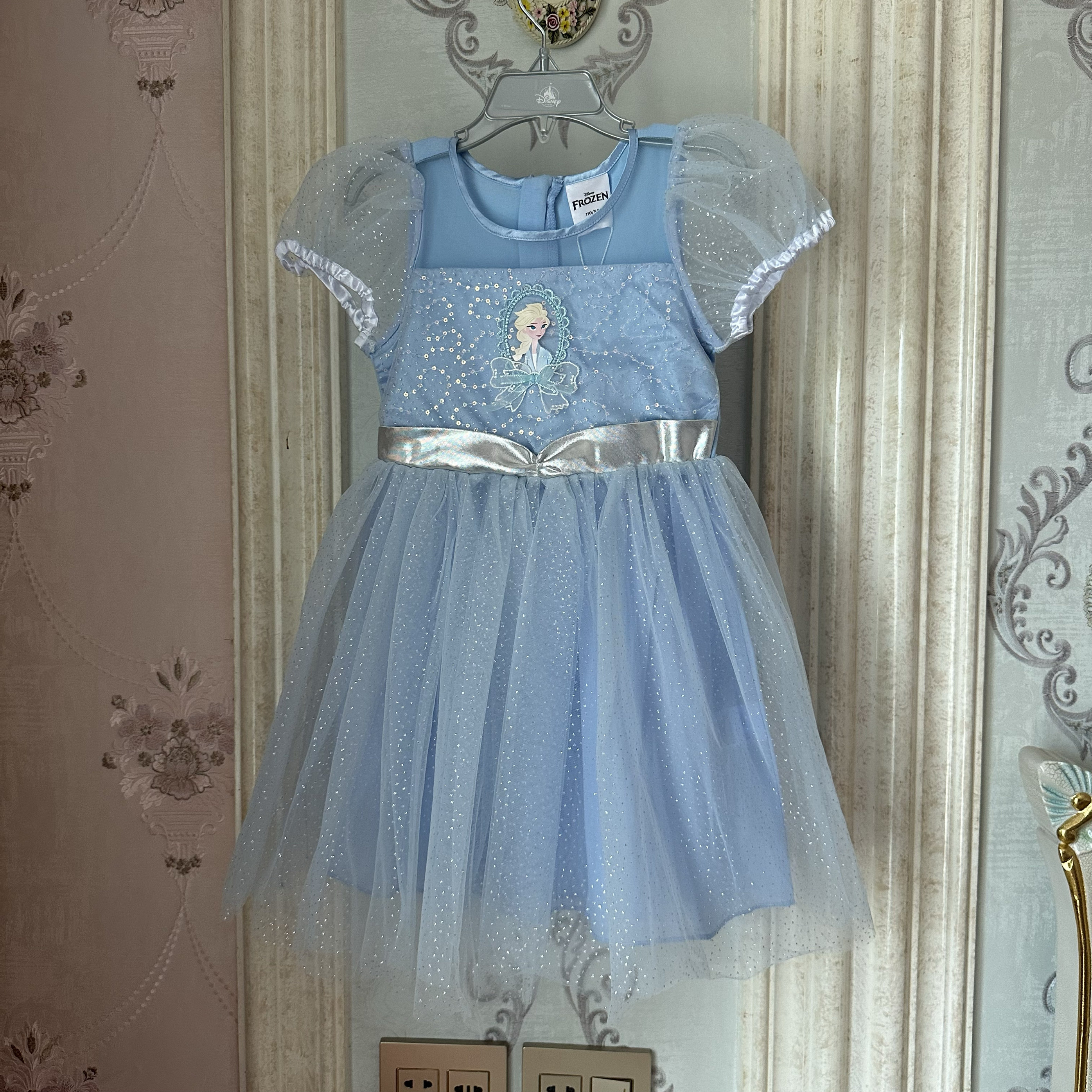 迪士尼正品2025新款冰雪奇缘2爱莎公主裙女童夏季网纱蓬蓬连衣裙