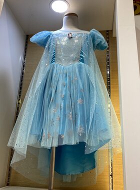爆美爱莎公主小拖尾不掉粉连衣裙
