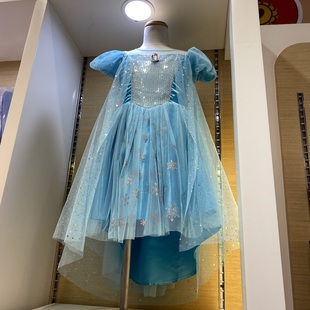 超美超美爆款新品 儿童爱莎公主亮晶晶不掉粉小拖尾蓬蓬连衣裙