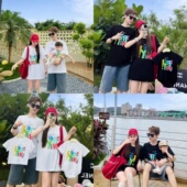 数字短袖 炸街亲子装 t恤婴儿涂鸦母子母女装 一家三口全家装 潮 夏装