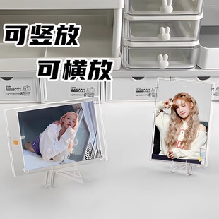亚克力卡砖相框小卡拍立得高清展示架diy宝可梦三连3连有卡槽强磁
