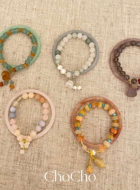 AA6779少女粉水晶手串蝴蝶吊坠女小众设计轻奢高级感手链手镯闺蜜