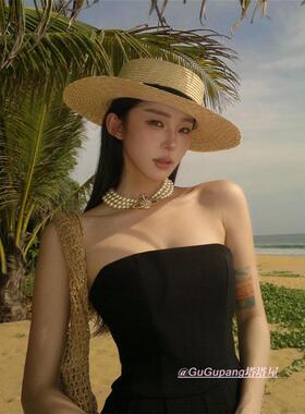 法式镶钻星球珍珠项链欧美个性辣妹风颈链轻奢小众choker锁骨链