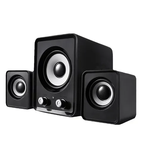 英文台式笔记本多媒体音箱低音炮FT-202有线小音响2.1中性USB电脑