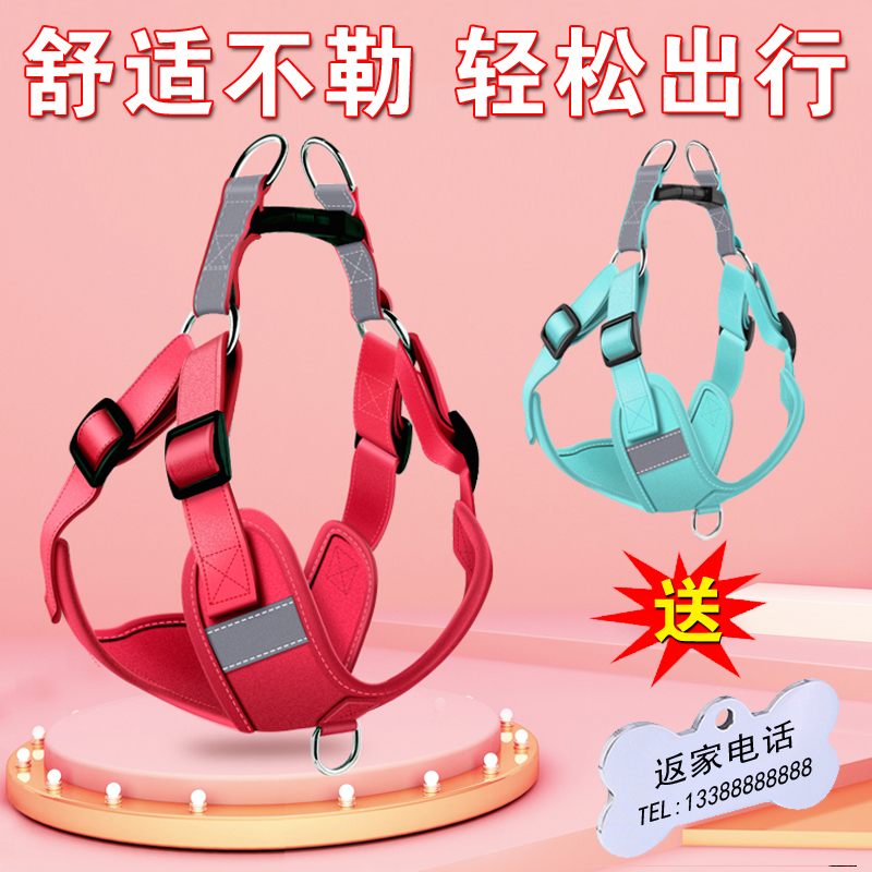 狗狗牵引绳背心式胸背带泰迪柯基比熊法斗遛狗绳链子小中型犬用品