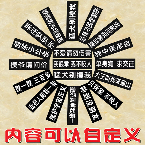 定制狗狗胸背带魔术字贴一对2个