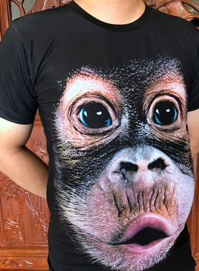 抖音大猩猩3d哈士奇短袖t恤男女狗头印花搞怪半袖衫二哈图案衣服