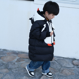 2025年加厚宝宝企鹅羽绒服中长款男童女童卡通90白鸭绒羽绒袄抗寒