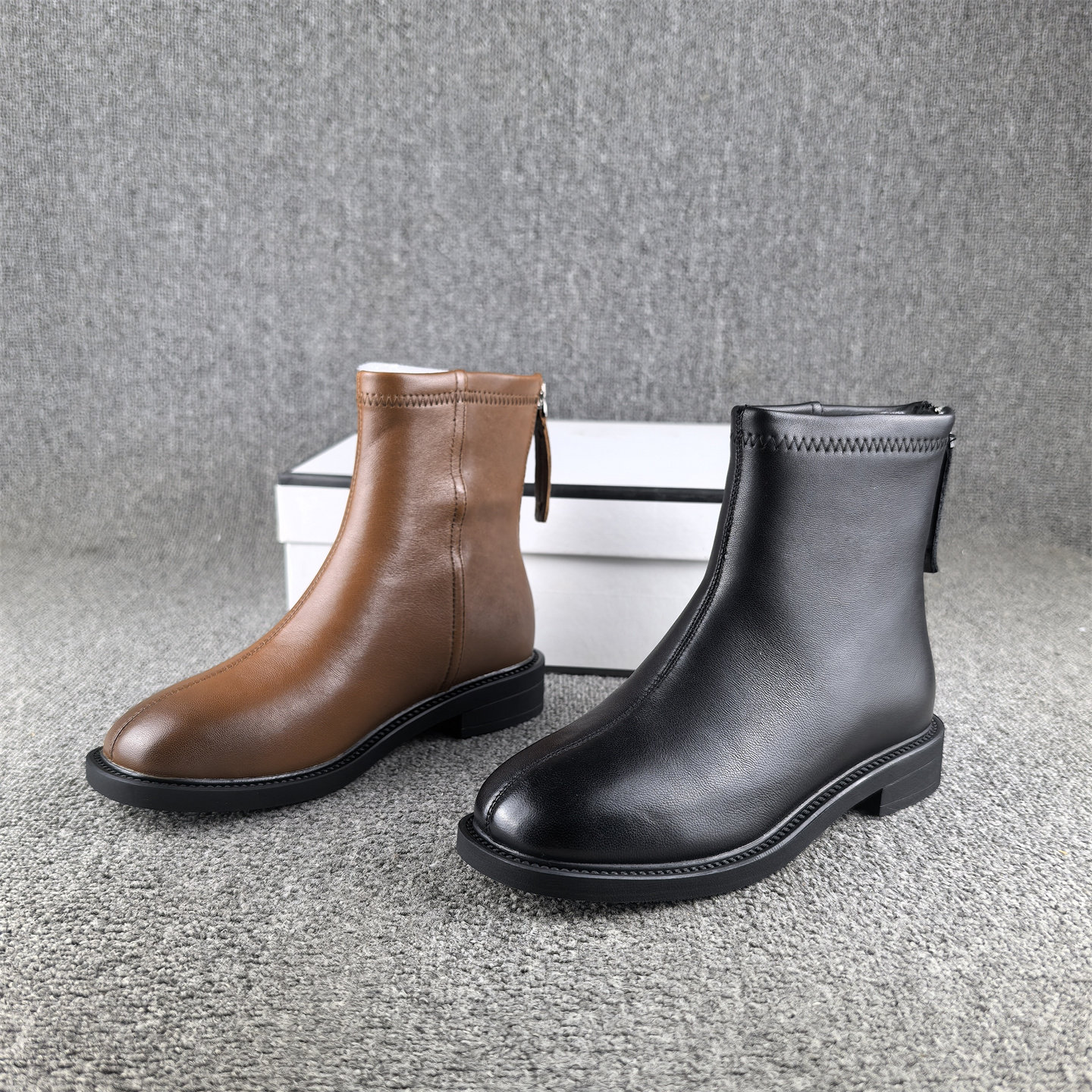 断码处理头层牛皮手工骑士靴女2025秋冬新款平底真皮短筒单靴子女,女鞋,时装靴,淘宝优惠券,粉丝福利购,淘宝优惠卷