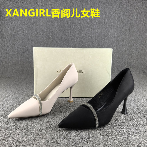 清仓断码处理时尚气质通勤女鞋2025春秋款尖头浅口高跟套脚单鞋女